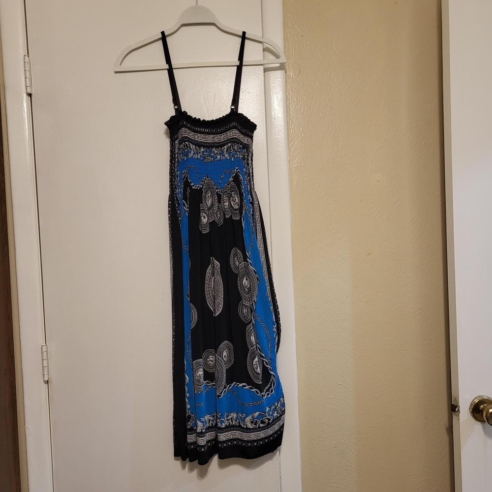 Elegant Blue and Black Women's Dress